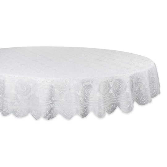 DII® 63" Round Cream Vintage Polyester Lace Tablecloth